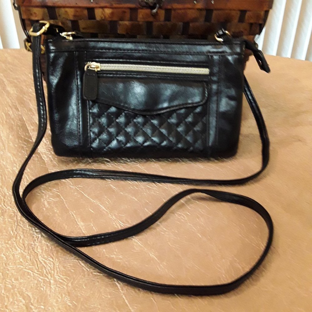 Mini Crossbody Divider Handbag Purse Black Color